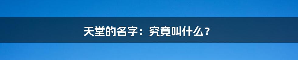 天堂的名字：究竟叫什么？