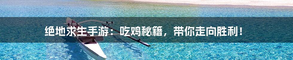 绝地求生手游：吃鸡秘籍，带你走向胜利！