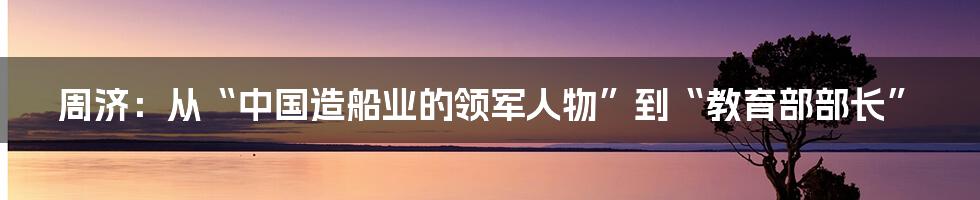 周济：从“中国造船业的领军人物”到“教育部部长”