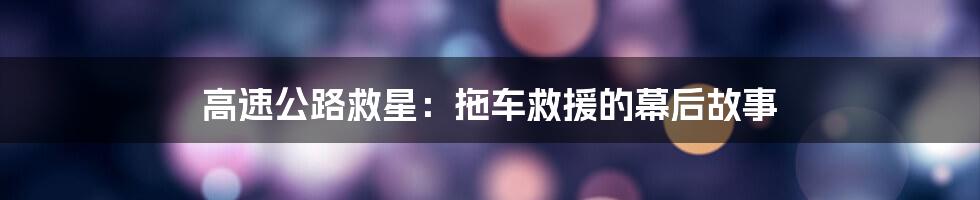 高速公路救星：拖车救援的幕后故事