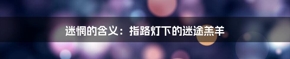 迷惘的含义：指路灯下的迷途羔羊