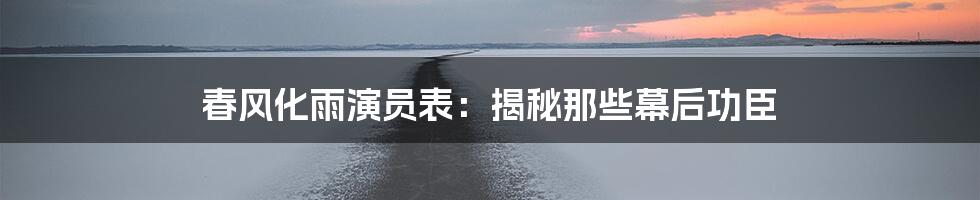 春风化雨演员表：揭秘那些幕后功臣