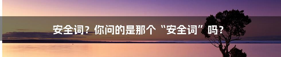 安全词？你问的是那个“安全词”吗？