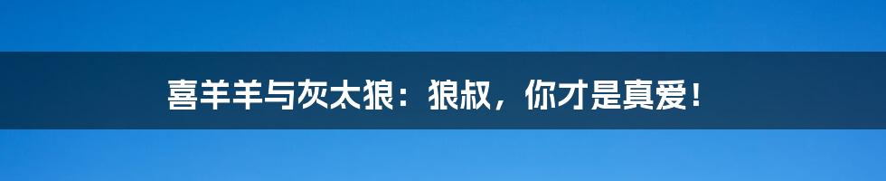 喜羊羊与灰太狼：狼叔，你才是真爱！