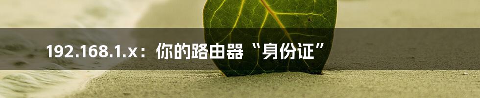 192.168.1.x：你的路由器“身份证”