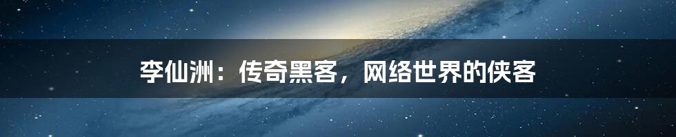 李仙洲：传奇黑客，网络世界的侠客