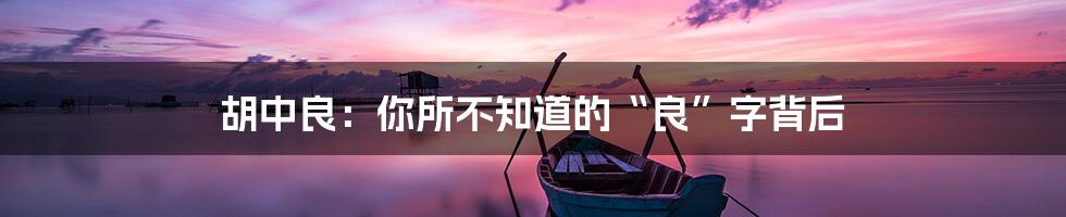 胡中良：你所不知道的“良”字背后