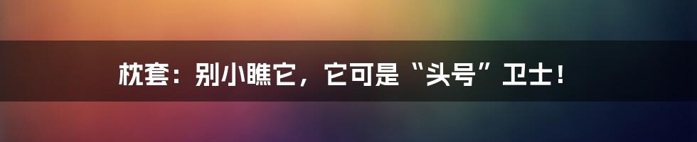 枕套：别小瞧它，它可是“头号”卫士！