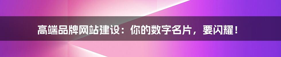 高端品牌网站建设：你的数字名片，要闪耀！