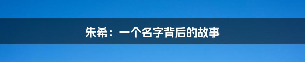 朱希：一个名字背后的故事