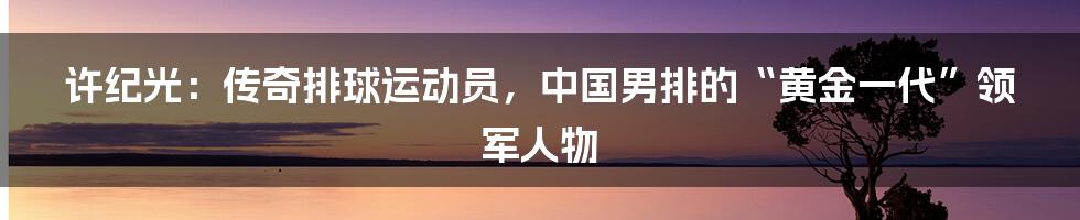 许纪光：传奇排球运动员，中国男排的“黄金一代”领军人物