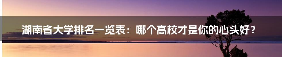 湖南省大学排名一览表：哪个高校才是你的心头好？