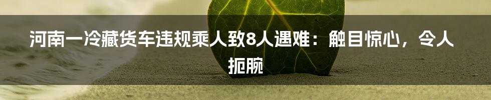 河南一冷藏货车违规乘人致8人遇难：触目惊心，令人扼腕