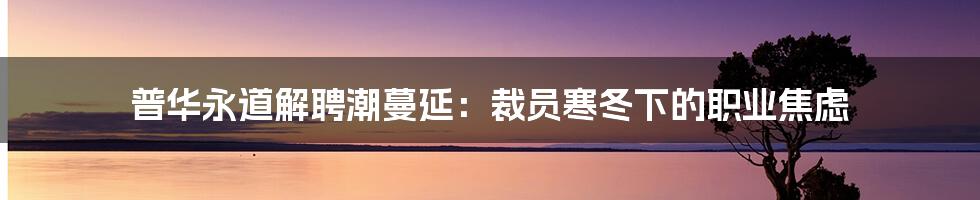 普华永道解聘潮蔓延：裁员寒冬下的职业焦虑