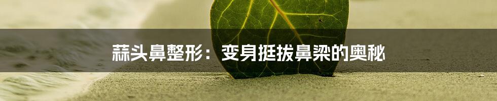 蒜头鼻整形：变身挺拔鼻梁的奥秘