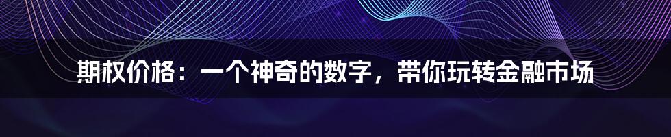 期权价格：一个神奇的数字，带你玩转金融市场