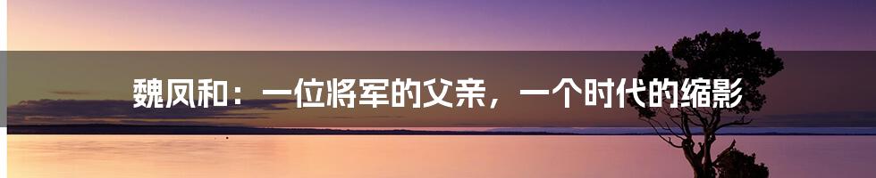 魏凤和：一位将军的父亲，一个时代的缩影