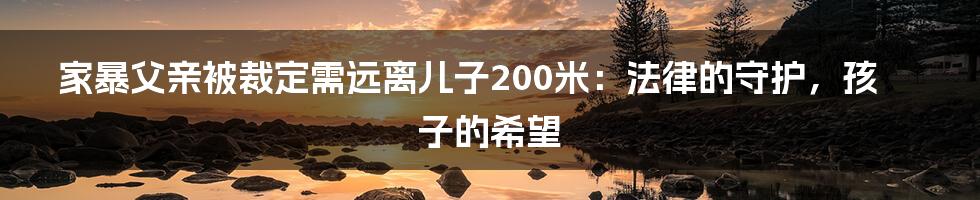 家暴父亲被裁定需远离儿子200米：法律的守护，孩子的希望