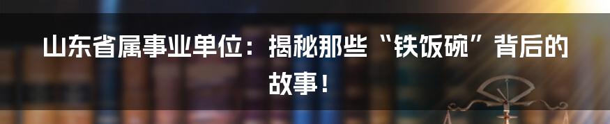 山东省属事业单位：揭秘那些“铁饭碗”背后的故事！