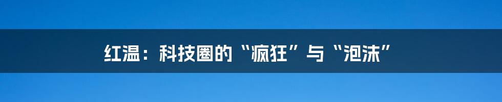 红温：科技圈的“疯狂”与“泡沫”