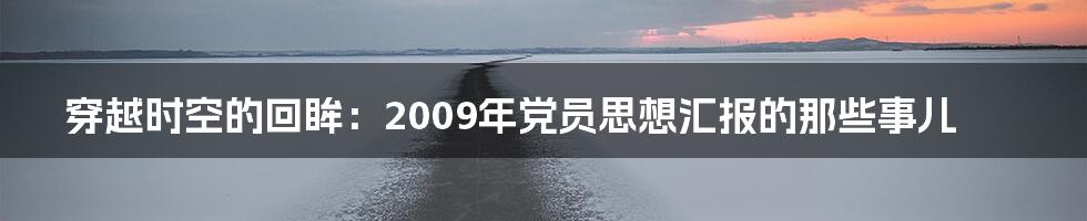 穿越时空的回眸：2009年党员思想汇报的那些事儿