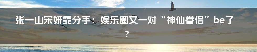 张一山宋妍霏分手：娱乐圈又一对“神仙眷侣”be了？