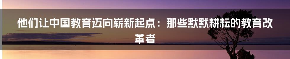 他们让中国教育迈向崭新起点：那些默默耕耘的教育改革者