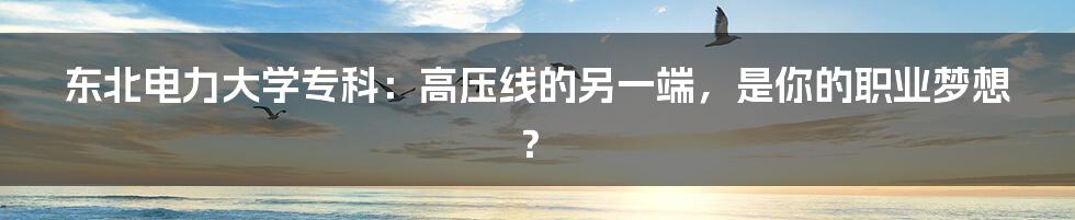 东北电力大学专科：高压线的另一端，是你的职业梦想？