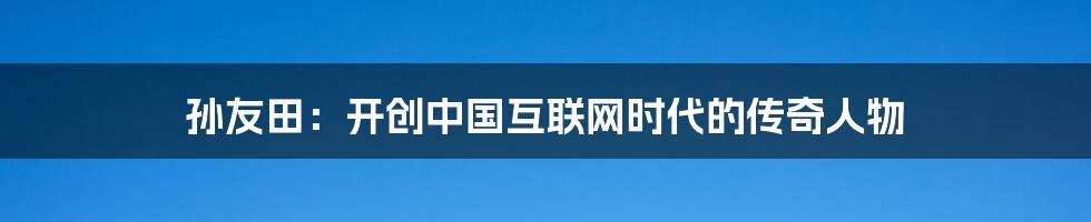 孙友田：开创中国互联网时代的传奇人物