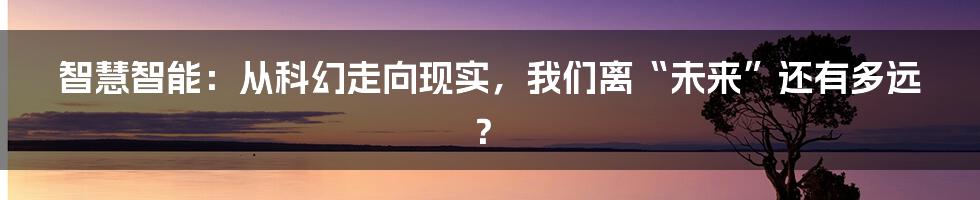 智慧智能：从科幻走向现实，我们离“未来”还有多远？