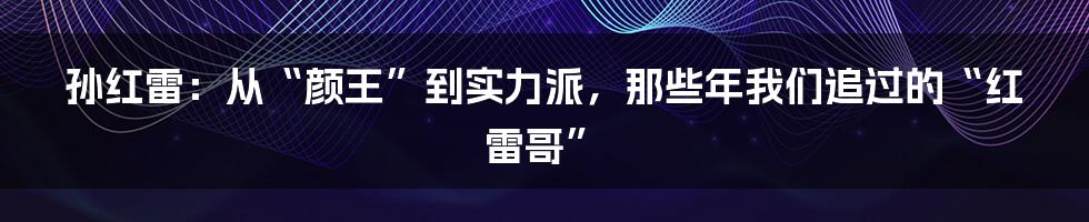 孙红雷：从“颜王”到实力派，那些年我们追过的“红雷哥”