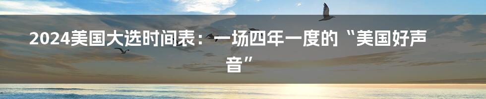 2024美国大选时间表：一场四年一度的“美国好声音”