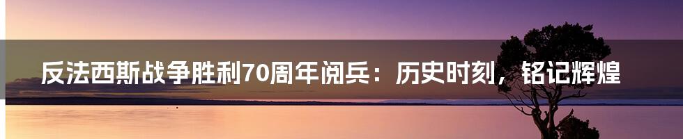 反法西斯战争胜利70周年阅兵：历史时刻，铭记辉煌