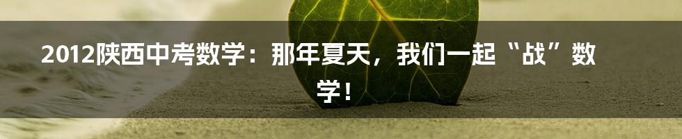 2012陕西中考数学：那年夏天，我们一起“战”数学！