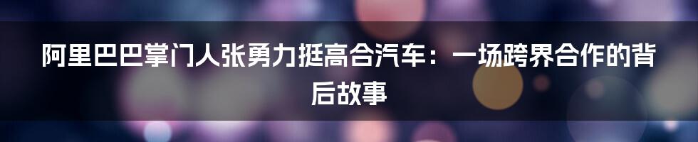 阿里巴巴掌门人张勇力挺高合汽车：一场跨界合作的背后故事