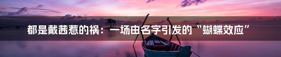 都是戴茜惹的祸：一场由名字引发的“蝴蝶效应”