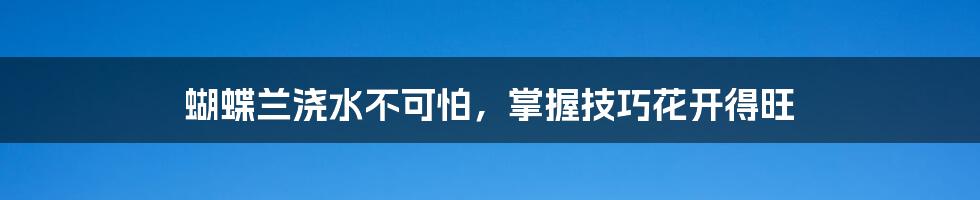 蝴蝶兰浇水不可怕，掌握技巧花开得旺