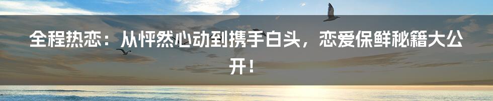 全程热恋：从怦然心动到携手白头，恋爱保鲜秘籍大公开！