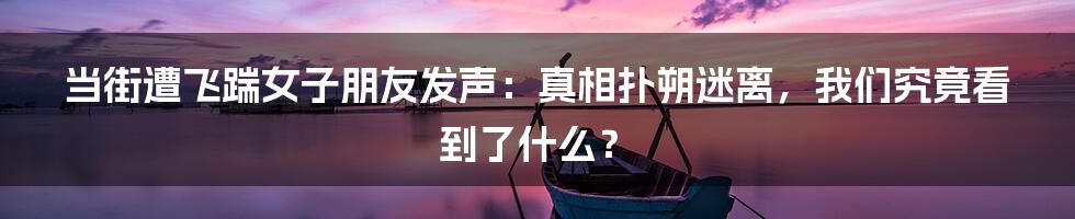 当街遭飞踹女子朋友发声：真相扑朔迷离，我们究竟看到了什么？