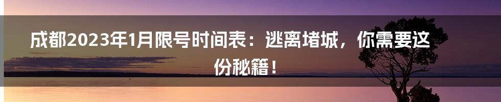 成都2023年1月限号时间表：逃离堵城，你需要这份秘籍！