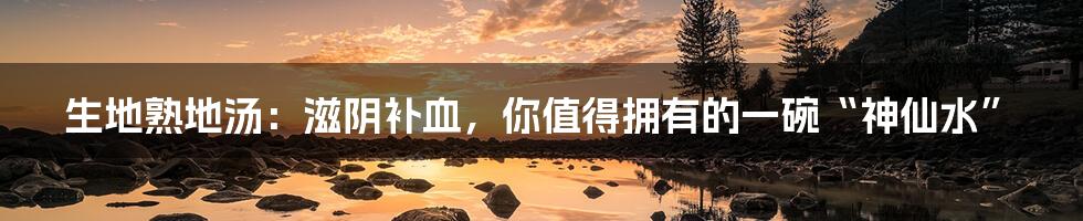 生地熟地汤：滋阴补血，你值得拥有的一碗“神仙水”