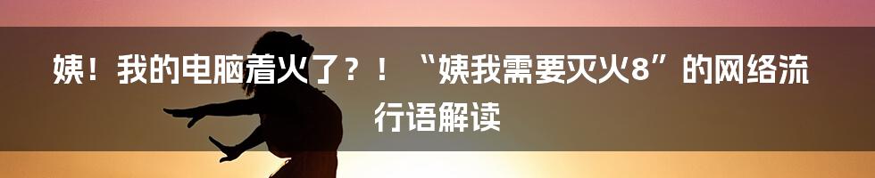 姨！我的电脑着火了？！“姨我需要灭火8”的网络流行语解读