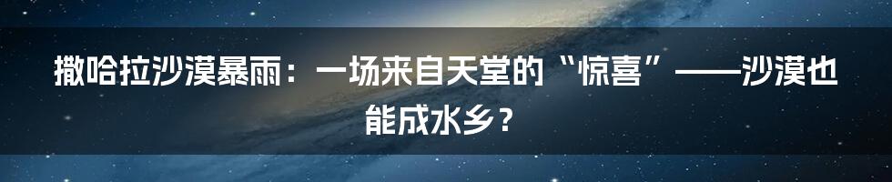 撒哈拉沙漠暴雨：一场来自天堂的“惊喜”——沙漠也能成水乡？