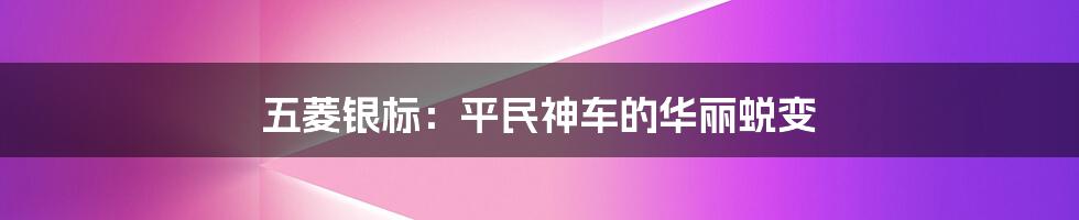 五菱银标：平民神车的华丽蜕变