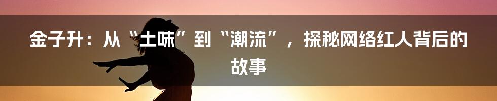 金子升：从“土味”到“潮流”，探秘网络红人背后的故事