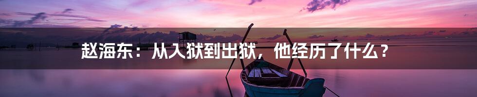 赵海东：从入狱到出狱，他经历了什么？