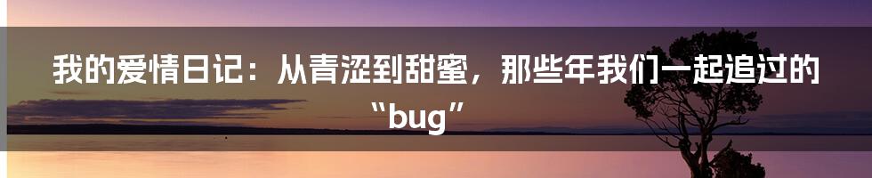 我的爱情日记：从青涩到甜蜜，那些年我们一起追过的“bug”