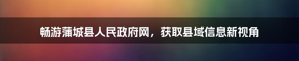 畅游蒲城县人民政府网，获取县域信息新视角