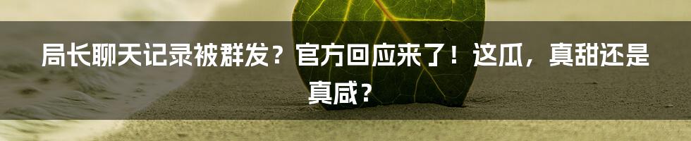 局长聊天记录被群发？官方回应来了！这瓜，真甜还是真咸？