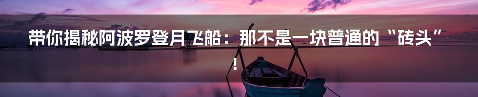 带你揭秘阿波罗登月飞船：那不是一块普通的“砖头”！